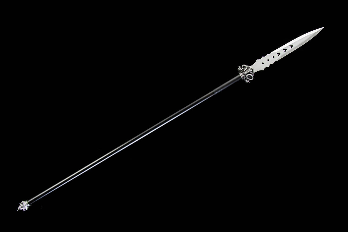 Modular 69" High-Performance Manganese Steel Spear – 16.1" Blade, Black Lacquer Shaft & Aluminum Fittings