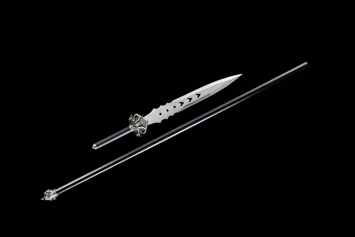 Modular 69" High-Performance Manganese Steel Spear – 16.1" Blade, Black Lacquer Shaft & Aluminum Fittings