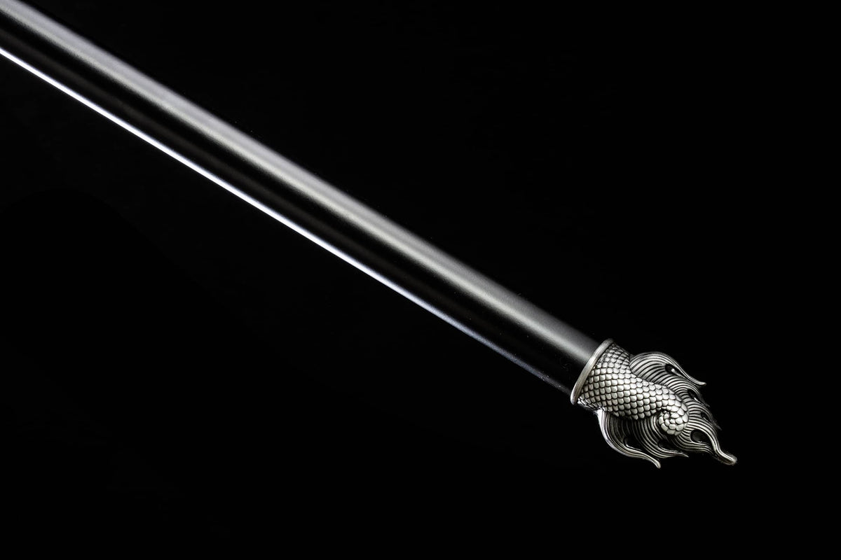 Modular 69" High-Performance Manganese Steel Spear – 16.1" Blade, Black Lacquer Shaft & Aluminum Fittings