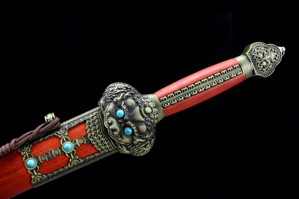 Yongle jian Sword,Hand Forged High Carbon Steel Blades,Redwood Scabbard,Alloy Fittings