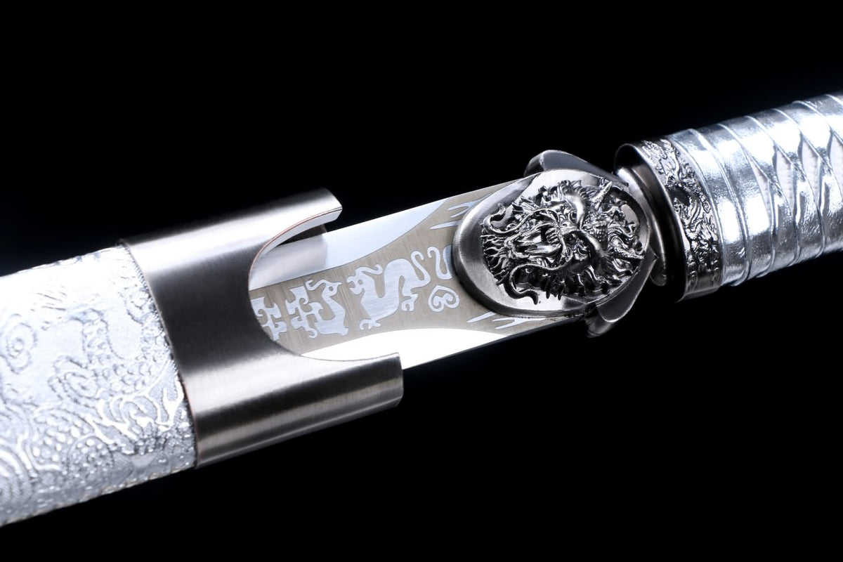 Dragon jian Swords Real,High Carbon Steel Blade,Black Scabbard,Alloy Fittings - Chinese Sword store