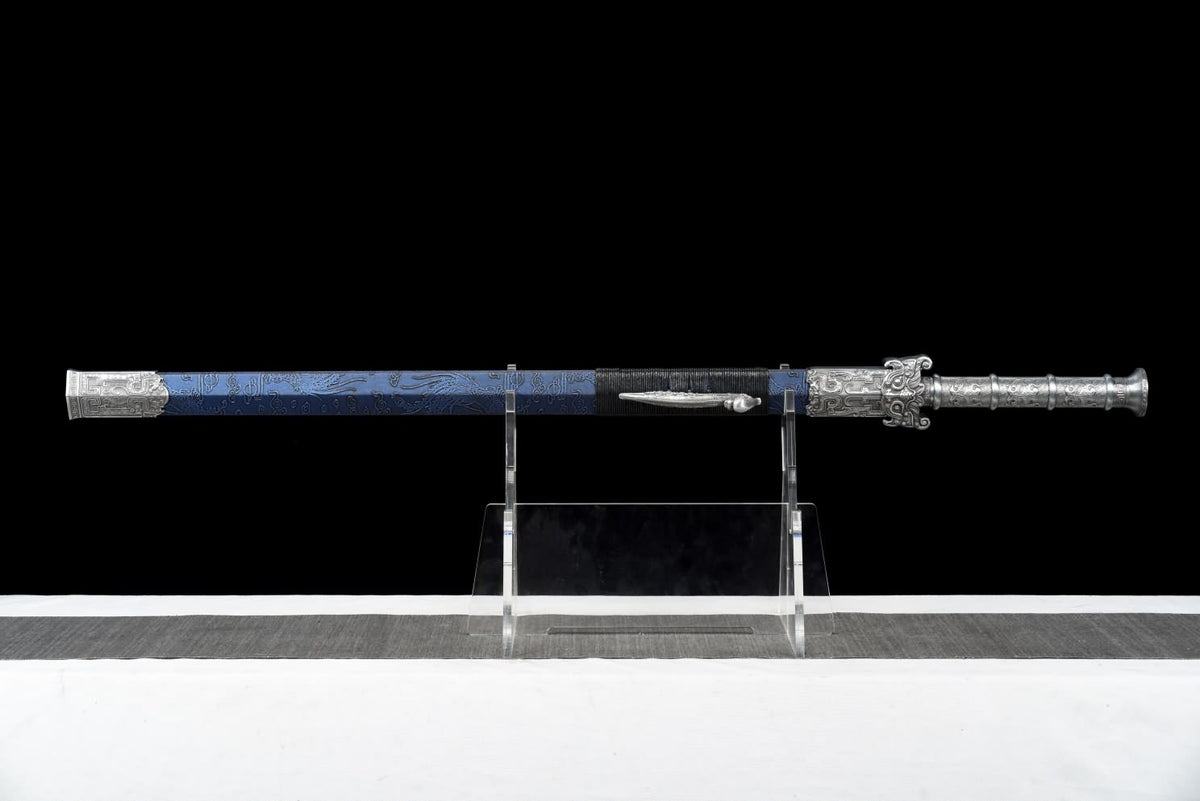Han jian Sword,Hand Forged Blades,Blue Scabbard,Alloy Handle,Full Tang