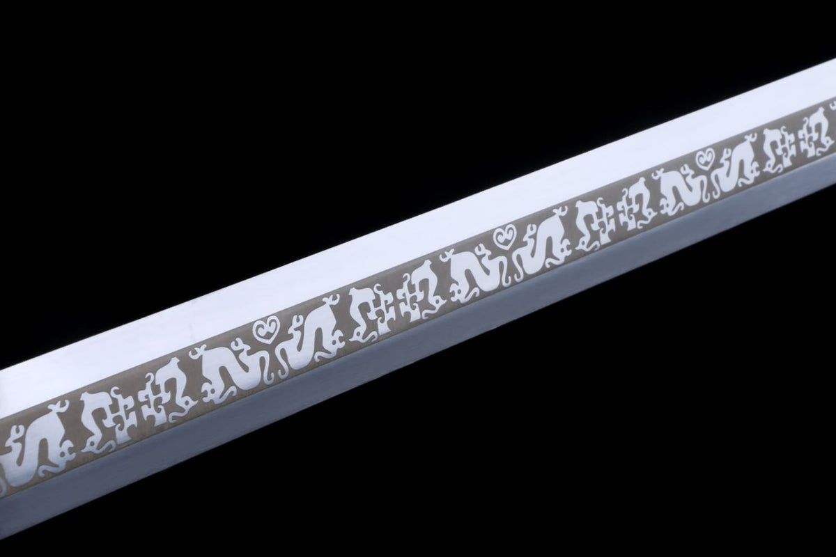 Dragon jian Swords Real,High Carbon Steel Blade,Black Scabbard,Alloy Fittings - Chinese Sword store