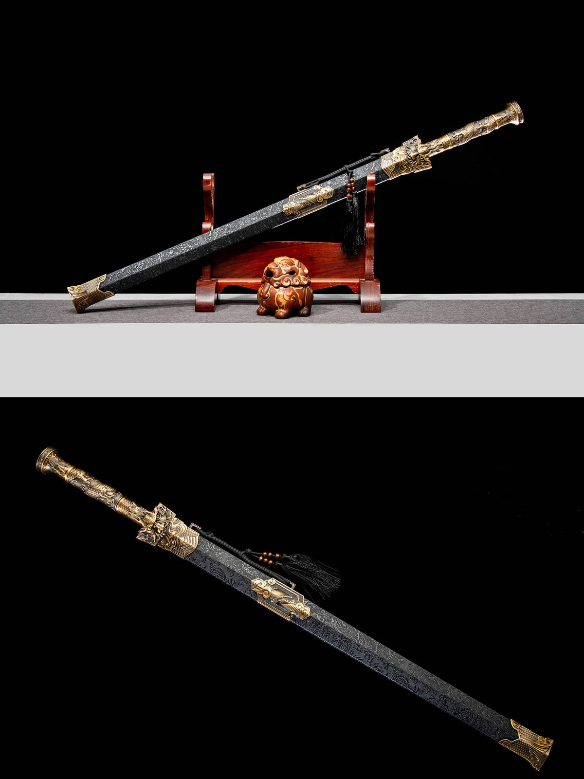 Hand-Forged Han Jian Sword – High Carbon Steel, Faux Leather Scabbard - Chinese Sword store