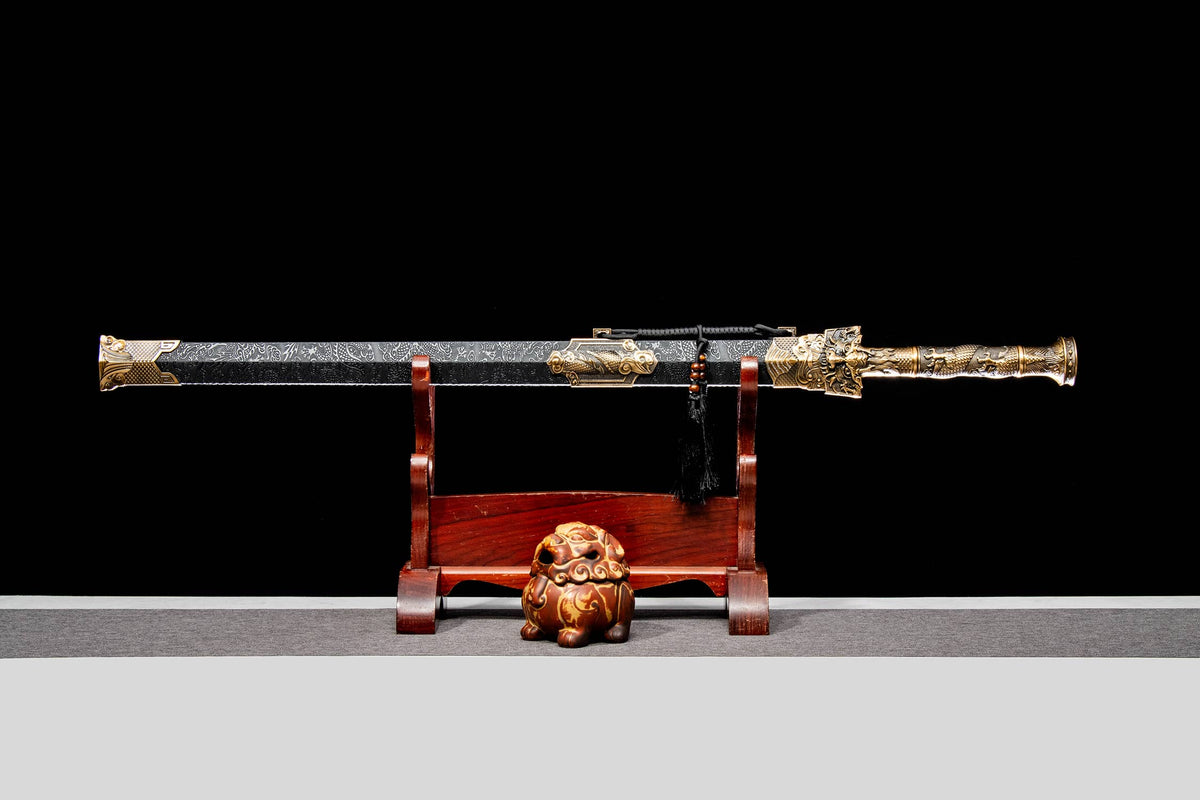 Hand-Forged Han Jian Sword – High Carbon Steel, Faux Leather Scabbard - Chinese Sword store
