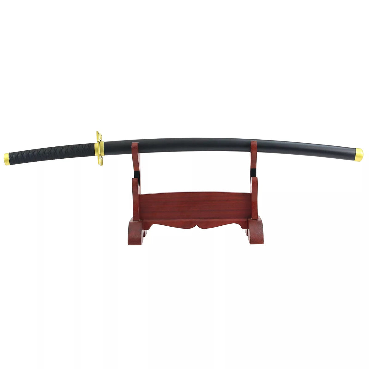 Anime-Inspired Katana – 40.6″ Manganese Steel Blade, Black & Gold with Lacquered Wood Saya