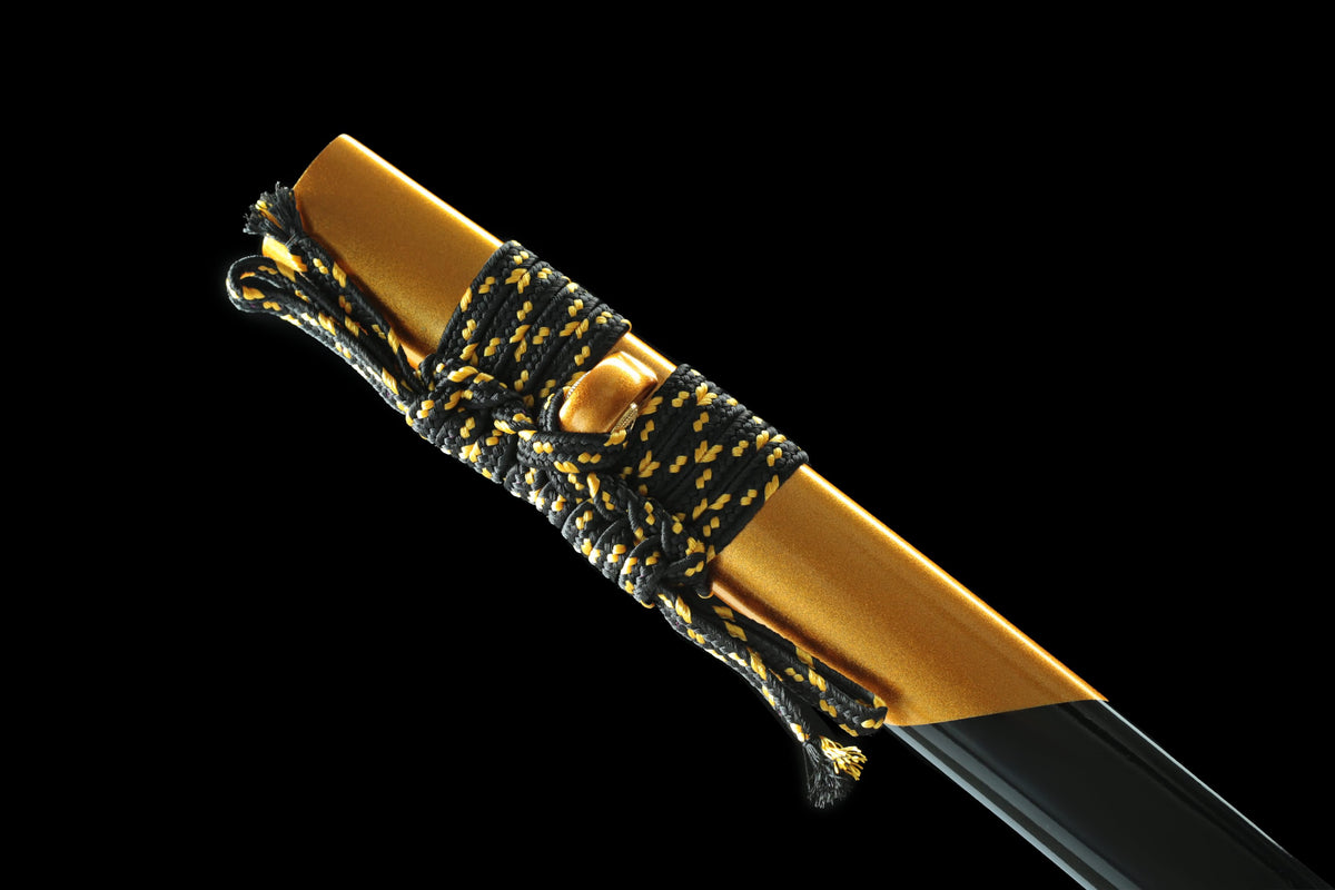Damascus Steel Samurai Katana – 40.5” Hand-Forged Sword with High-Gloss Black Scabbard - Chinese Sword store