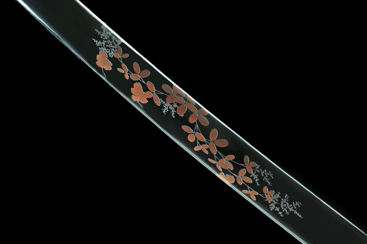 Damascus Steel Samurai Katana – 40.5” Hand-Forged Sword with High-Gloss Black Scabbard - Chinese Sword store