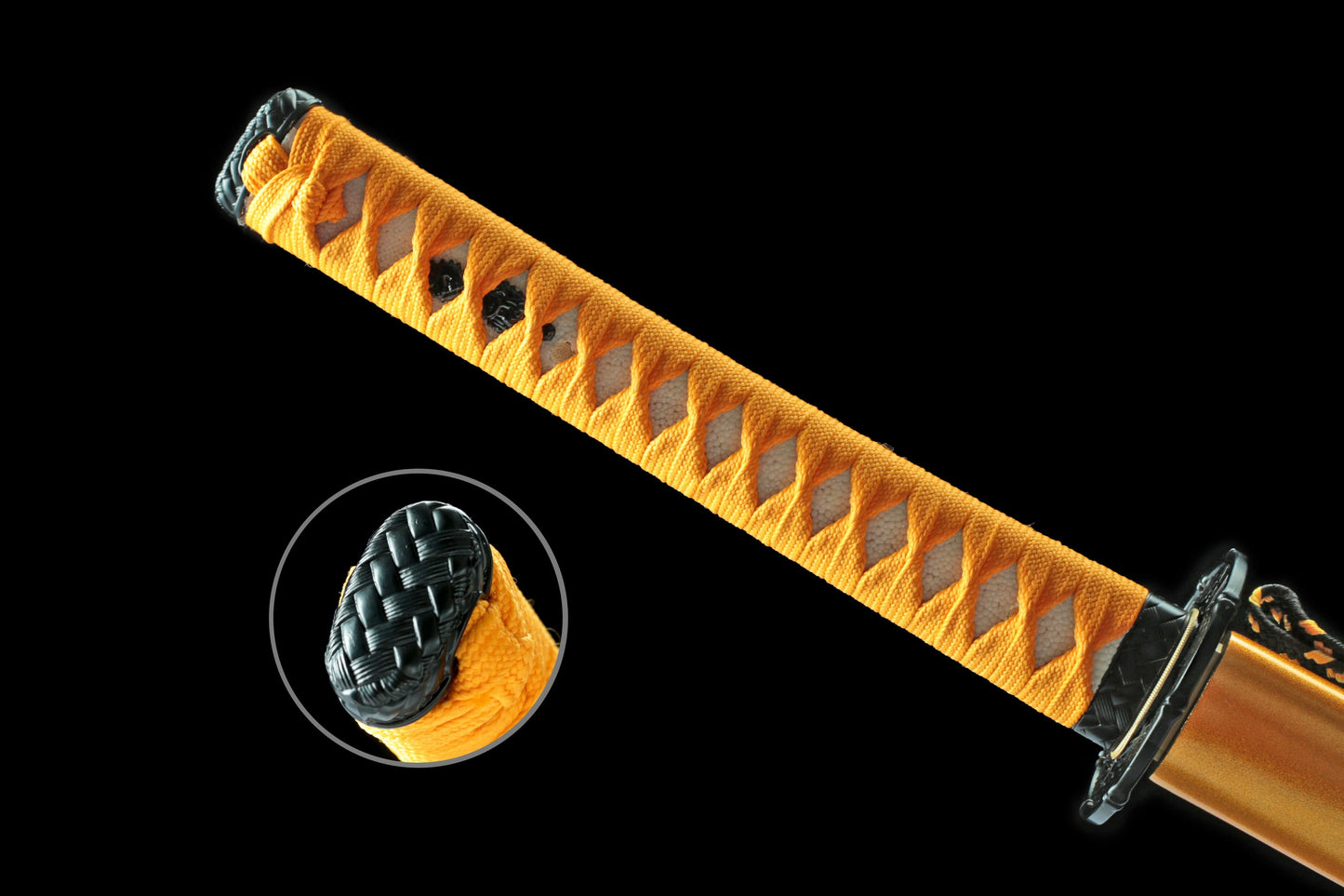 Damascus Steel Samurai Katana – 40.5” Hand-Forged Sword with High-Gloss Black Scabbard