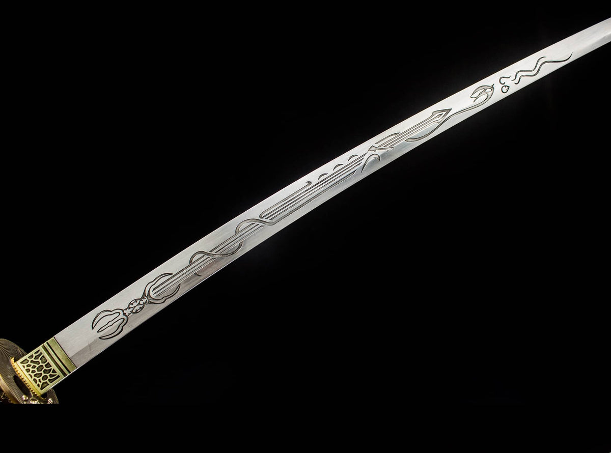 Japanese Katana with Lion-Engraved Tsuba – High Manganese Steel Blade & Lacquered Wooden Scabbard - Chinese Sword store