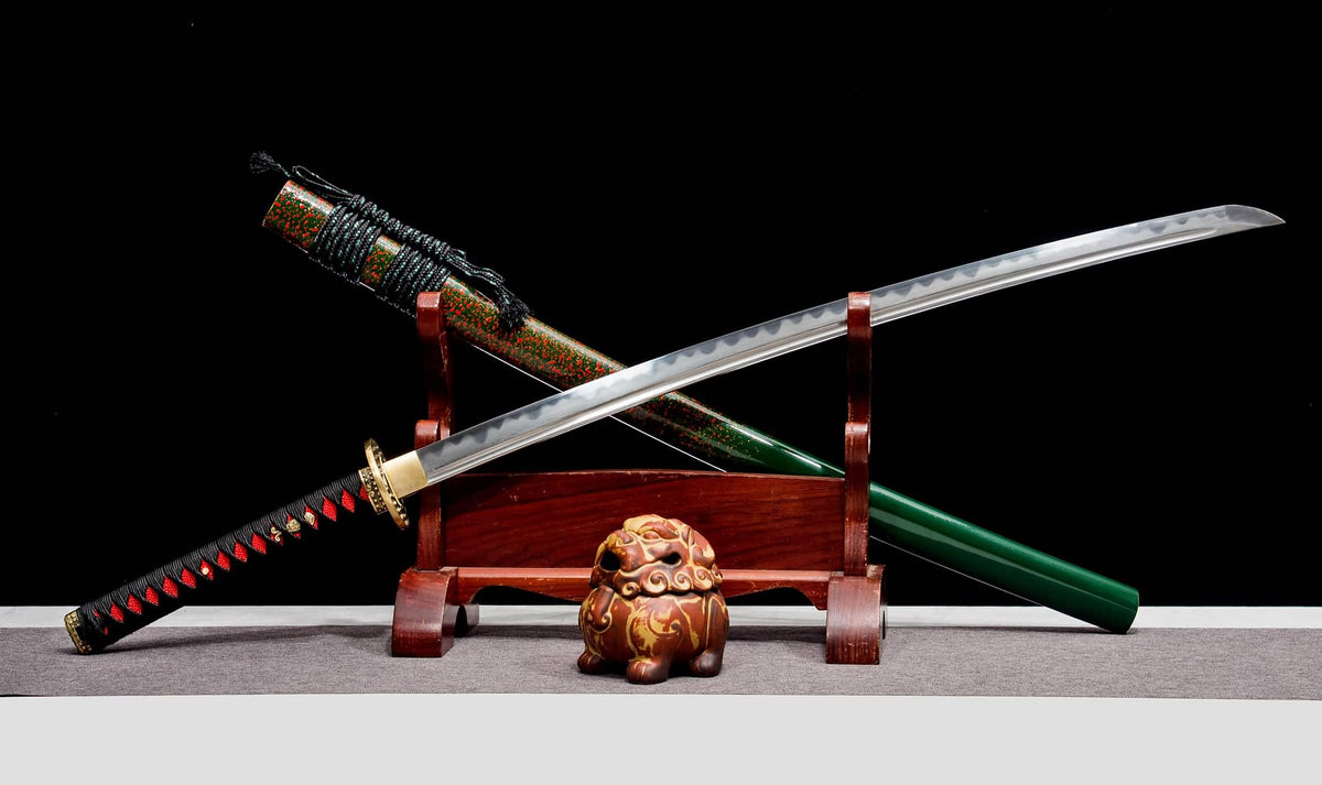 Hand-Forged Pattern Steel Katana with Narcissus Lacquered Saya | 41" Floral Samurai Sword - Chinese Sword store