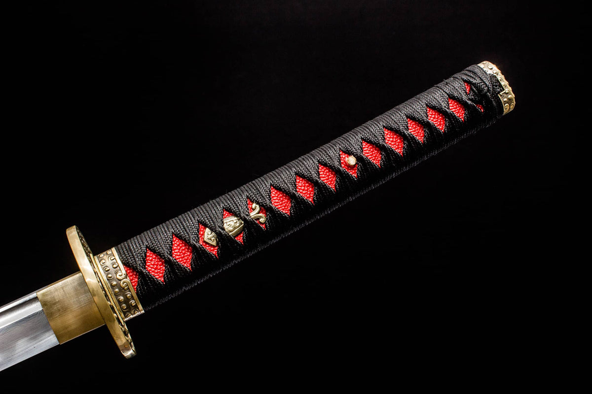 Hand-Forged Pattern Steel Katana with Narcissus Lacquered Saya | 41" Floral Samurai Sword - Chinese Sword store