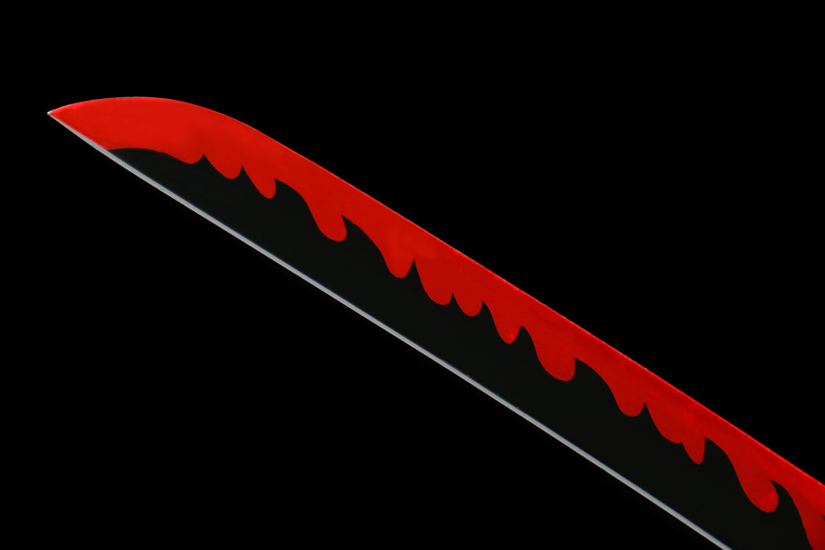 Anime-Inspired Samurai Katana Sword – 41” Blacked 1045 Steel Blade with Flame Pattern - Chinese Sword store