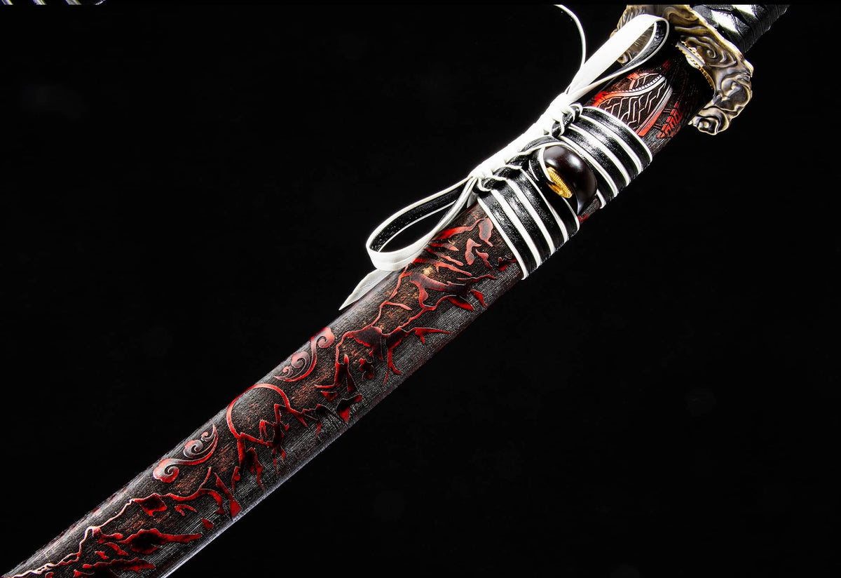 T10 Clay-Tempered Katana – 40.7″ Hamon Blade with Solid-Wood Saya - Chinese Sword store