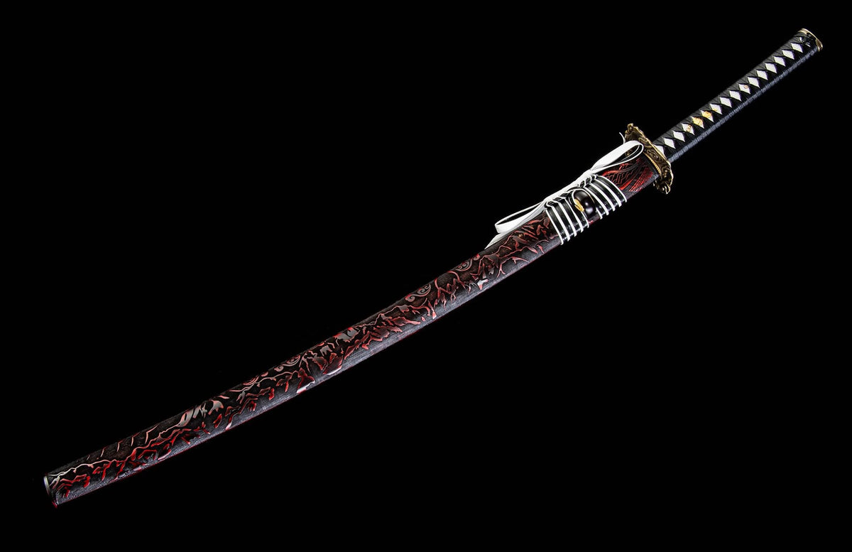 T10 Clay-Tempered Katana – 40.7″ Hamon Blade with Solid-Wood Saya - Chinese Sword store