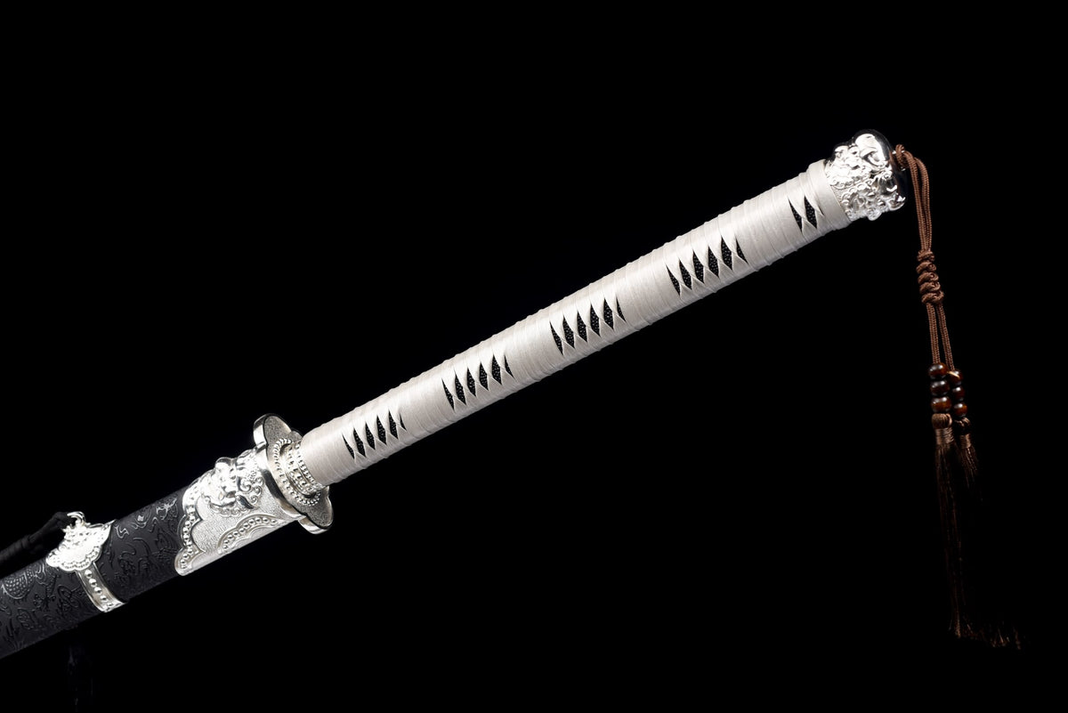 Qiu Long Miao Dao – Hand Forged High Manganese Steel Chinese Long Saber with Dragon Pattern Scabbard - Chinese Sword store