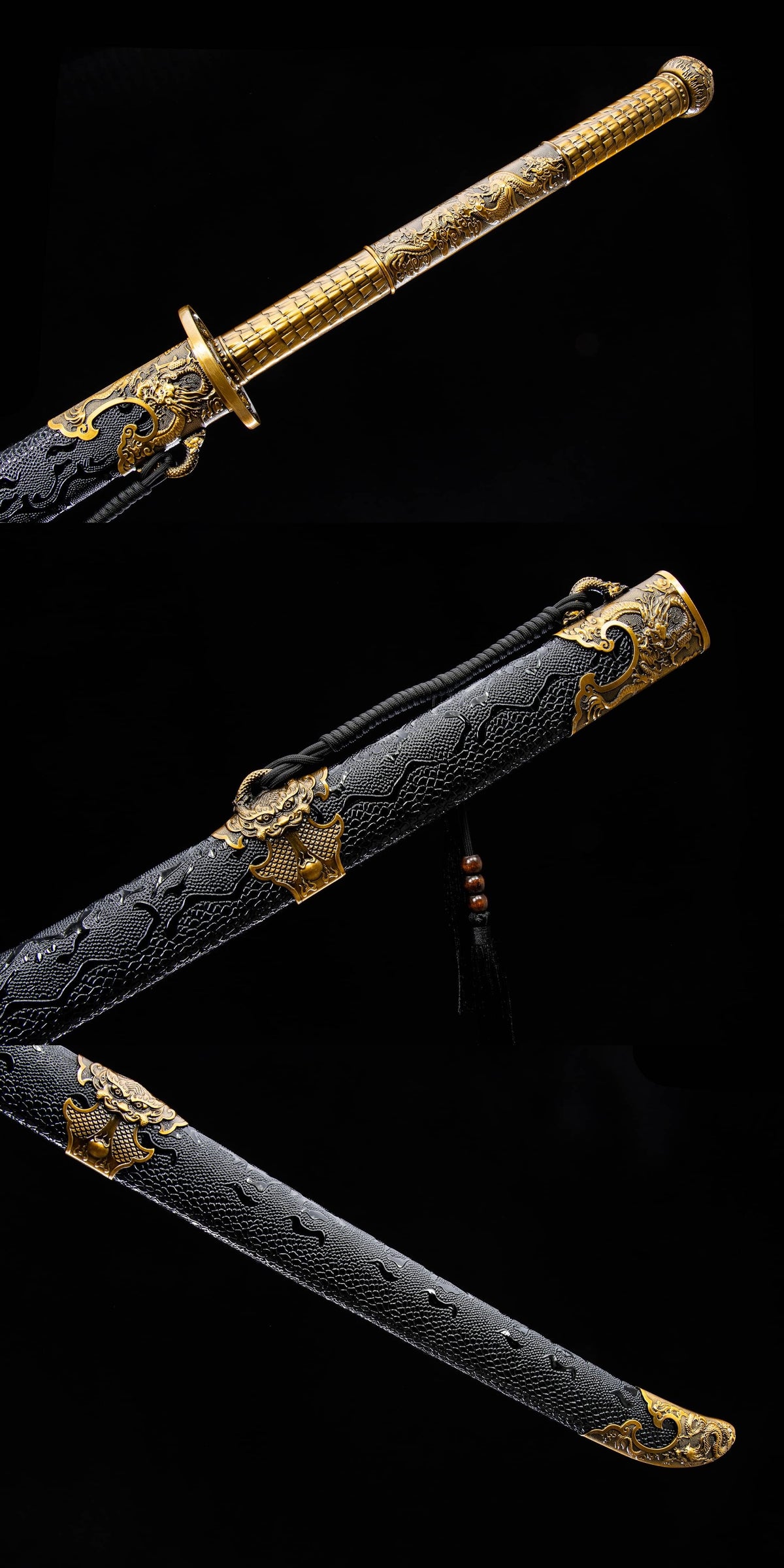 Miao Dao Chinese Broadsword – 55.9″ (142 cm) Manganese Steel Blade & Leather-Wrapped Scabbard - Chinese Sword store