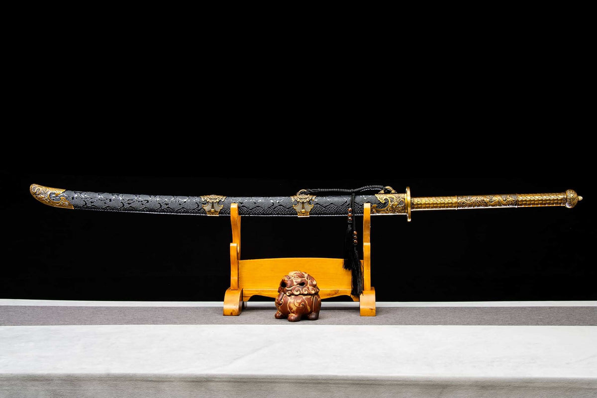 Miao Dao Chinese Broadsword – 55.9″ (142 cm) Manganese Steel Blade & Leather-Wrapped Scabbard - Chinese Sword store