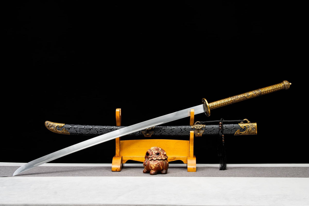 Miao Dao Chinese Broadsword – 55.9″ (142 cm) Manganese Steel Blade & Leather-Wrapped Scabbard - Chinese Sword store