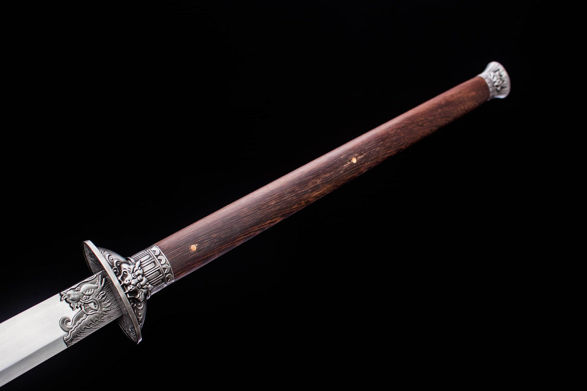 Longhu Zhanmadao Saber – 49.4″ Manganese Steel Blade, Rosewood Handle & Scabbard - Chinese Sword store