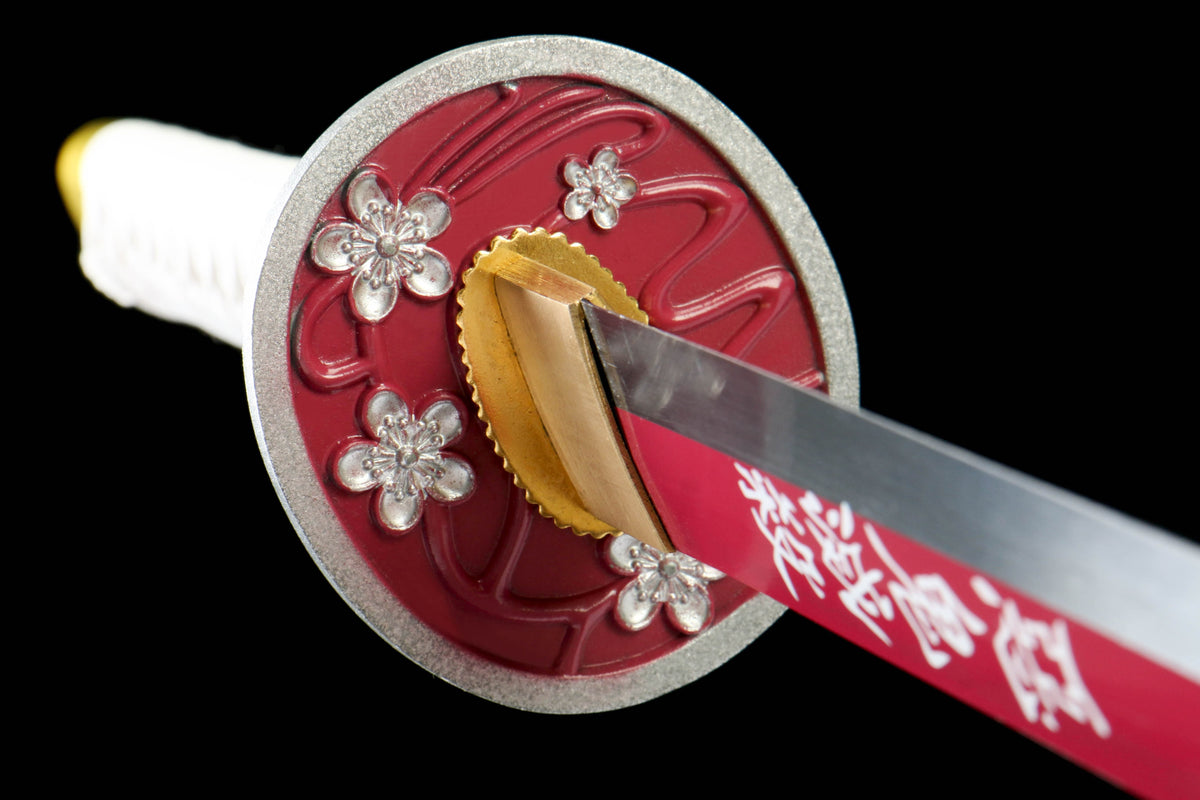 Anime-Inspired Red Blade Samurai Katana – 41” 1045 Steel Sword with Black Scabbard - Chinese Sword store