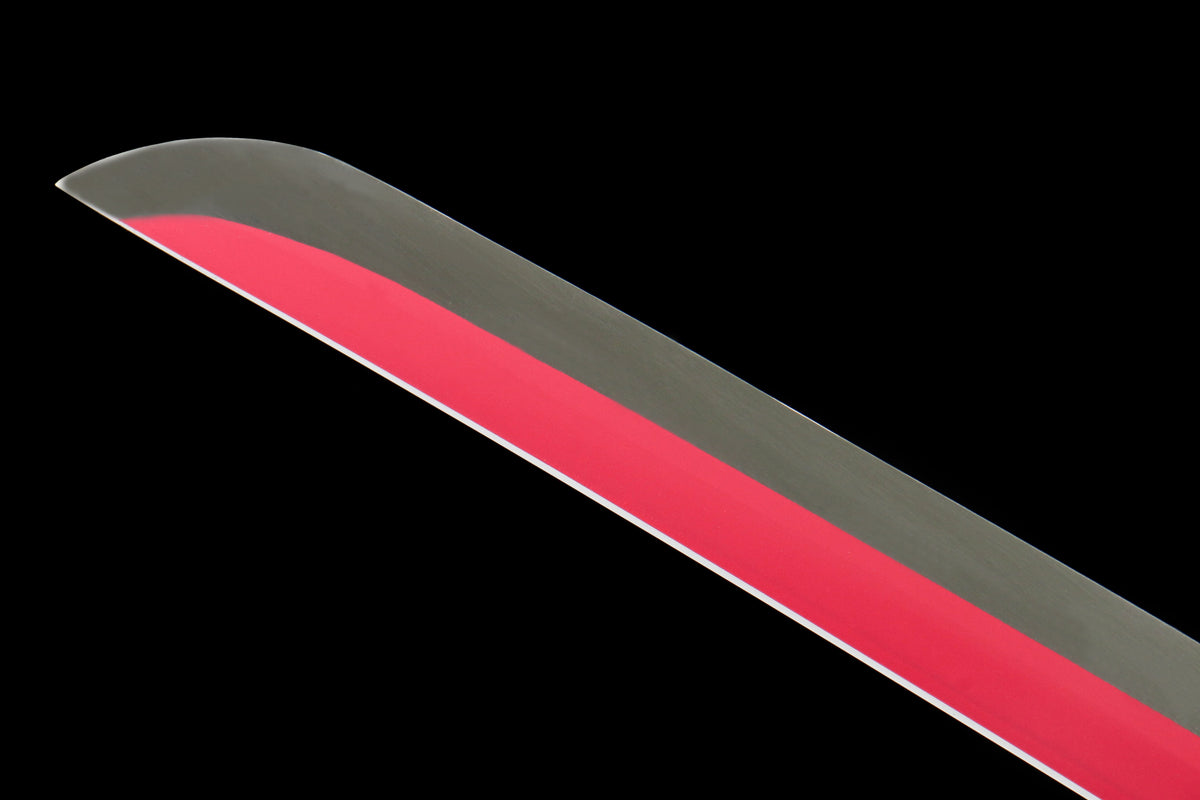 Anime-Inspired Red Blade Samurai Katana – 41” 1045 Steel Sword with Black Scabbard - Chinese Sword store