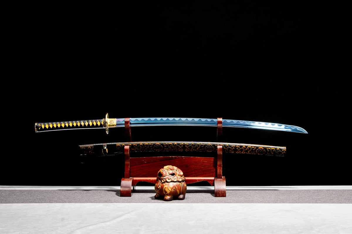 Den Yoshioka Katana – 40.7″ (103.5 cm) Manganese Steel Blade, Lacquered Wood Saya