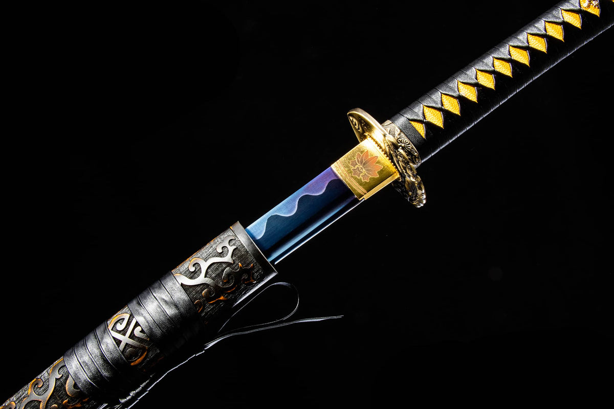 Den Yoshioka Katana – 40.7″ (103.5 cm) Manganese Steel Blade, Lacquered Wood Saya