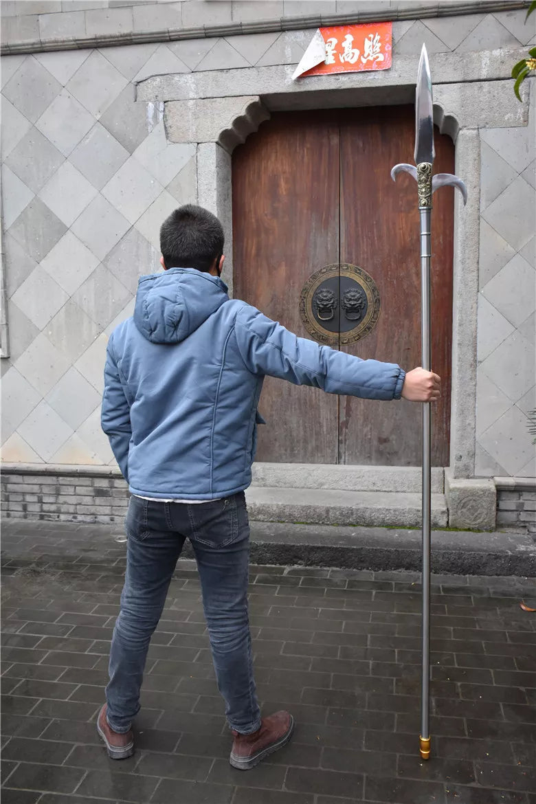 83″ Handmade Hook Sickle Spear – High Manganese Steel