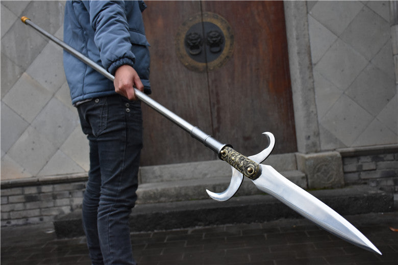 83″ Handmade Hook Sickle Spear – High Manganese Steel