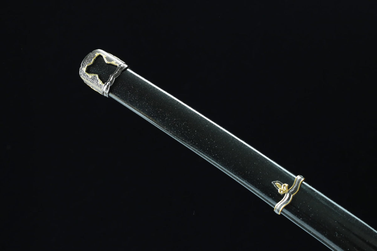 Japanese Sakura Tachi Sword – Patterned Steel Blade, Piano Lacquer Scabbard - Chinese Sword store