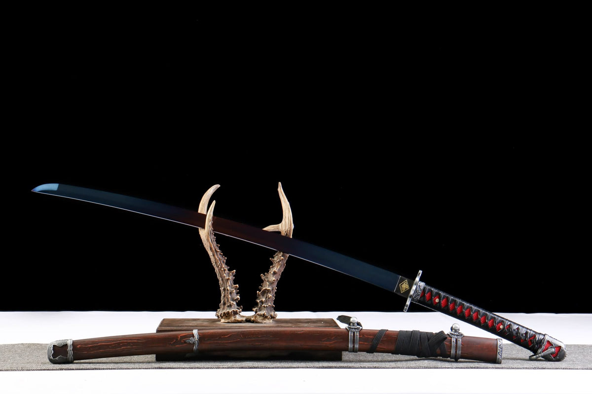 Japanese Tachi Sword – Hand Forged 1065 Blue-Tempered Steel, Copper Mounts & Rayskin Handle, Premium Collector Piece - Chinese Sword store