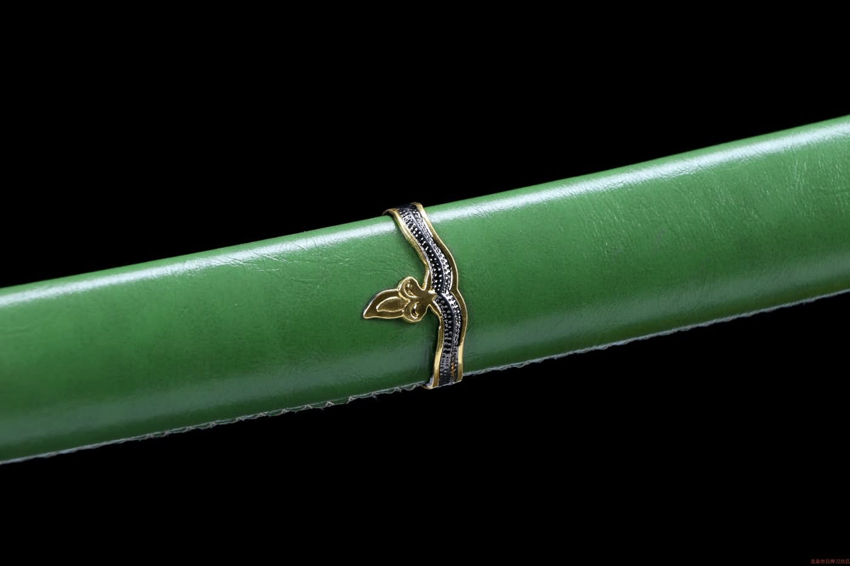 Tachi,Samurai Hand Forged Rail Steel Blade,Green Scabbard,Alloy Fitting,LOONGSWORD