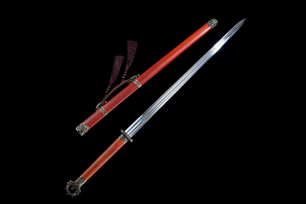 LOONGSWORD,Tang jian,Battle Ready,Forged High Manganese Steel Blades,Redwood Scabbard