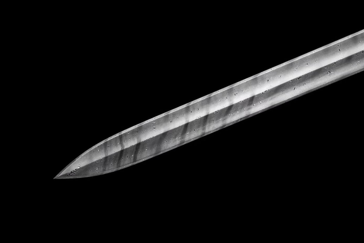LOONGSWORD,Peony Sword Real,Forged Damascus Steel Blades,Brass Scabbard
