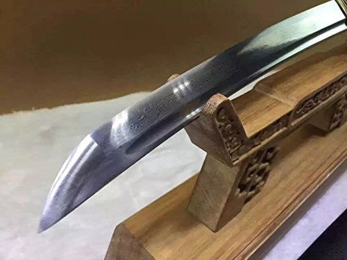 Wakizashi,Damascus steel,Wood Scabbard,Alloy tosogu - Chinese sword shop