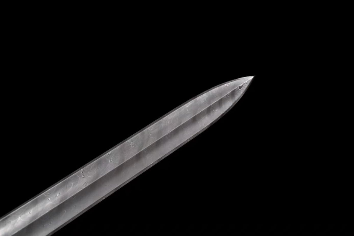 Ruyi jian,Forged Damascus Steel Blades,Brass Fittings,Ebony Scabbard