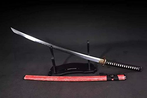 Samurai swords real sharp,Katana(Damascus steel,Skin Scabbard,Copper tosogu)Full tang,Length 39" - Chinese sword shop