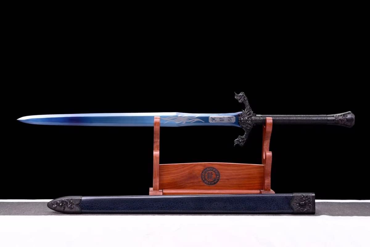 Flying Dragon Jian,Forged Spring Steel Blue Blades,Solid Wood Scabbard,LOONGSWORD