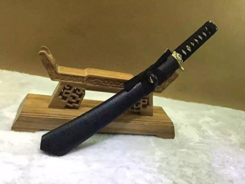 Wakizashi,Damascus steel,Wood Scabbard,Alloy tosogu - Chinese sword shop