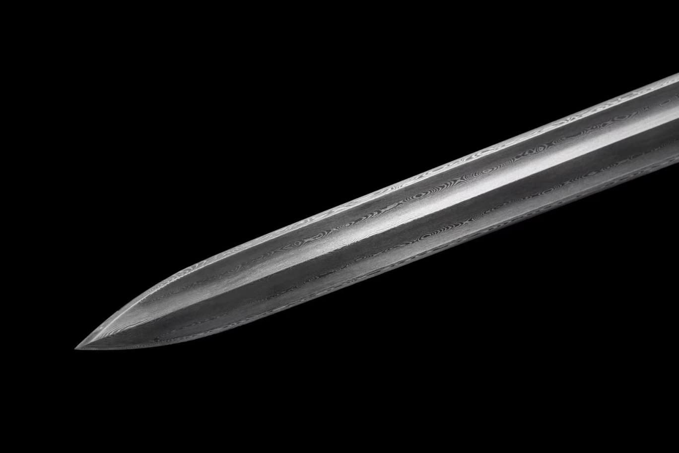 Yuewang Sword,Damascus Steel Blades,Brass Fittings,Redwood Scabbard