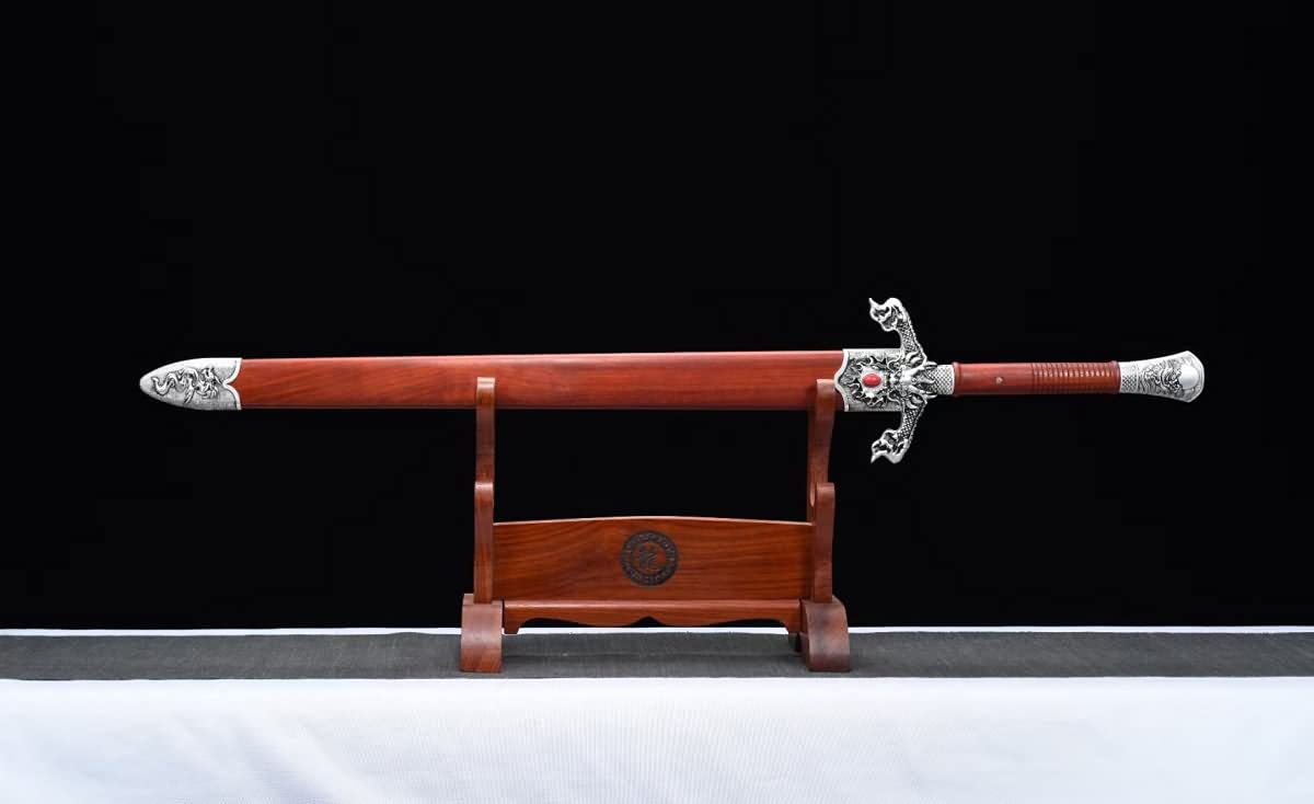 Flying Dragon jian,Forged Damascus red Blades,Redwood Scabbard - Chinese Sword store