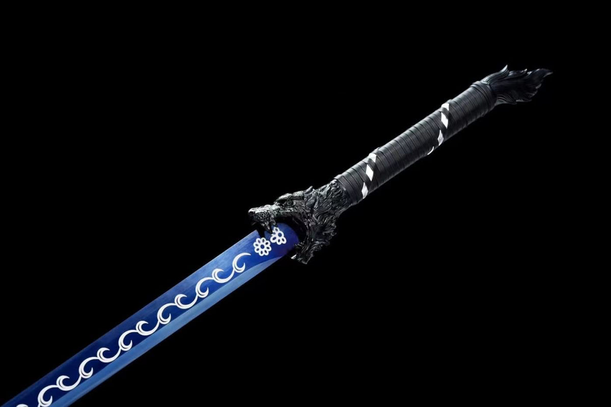 Dragon Tang jian,Forged High Carbon Steel Etched Blade,Fake Leather Scabbard,Chinese swords