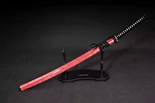Samurai swords real sharp,Katana(Damascus steel,Skin Scabbard,Copper tosogu)Full tang,Length 39" - Chinese sword shop