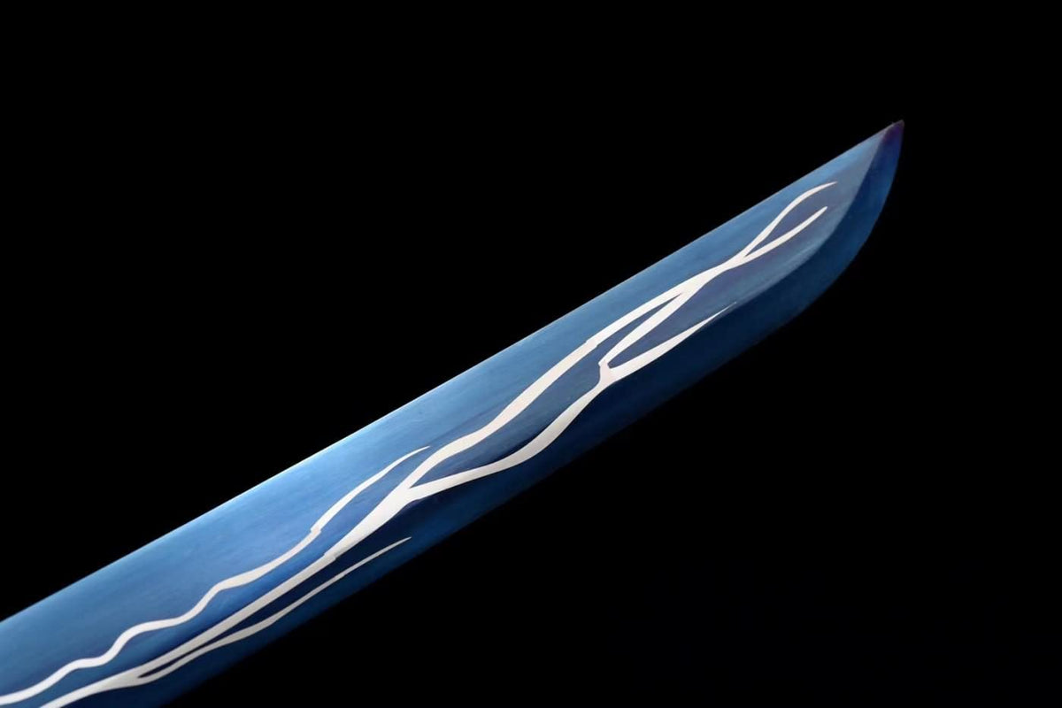 Wolf Head Hacking Knife,High Carbon Steel,Blue Blade and Scabbard,chinese sword