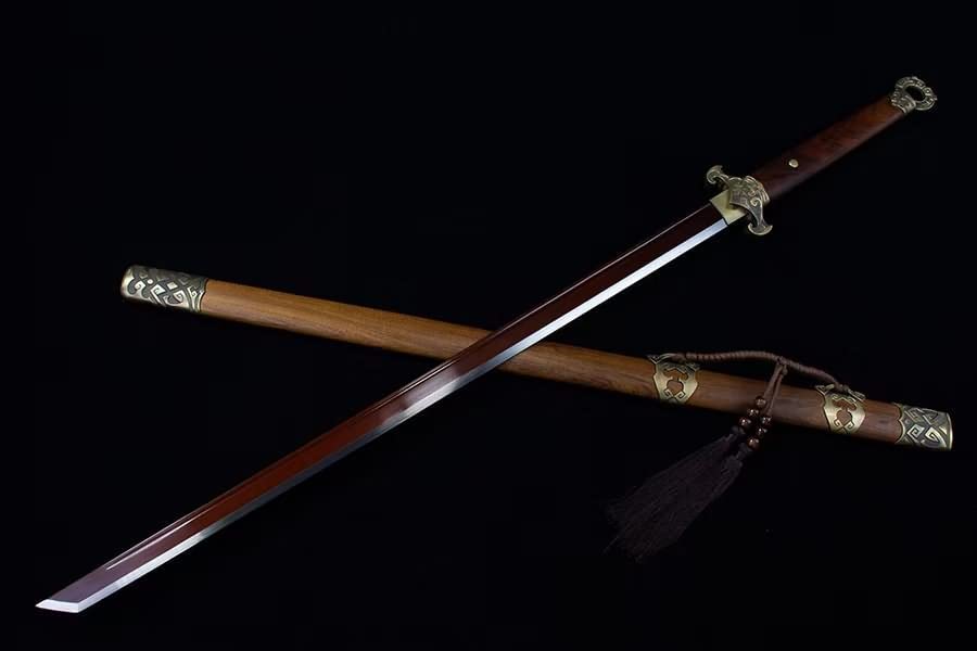 Tang dao swords real Damascus Steel red Blades,Brass Fittings,chinese sword