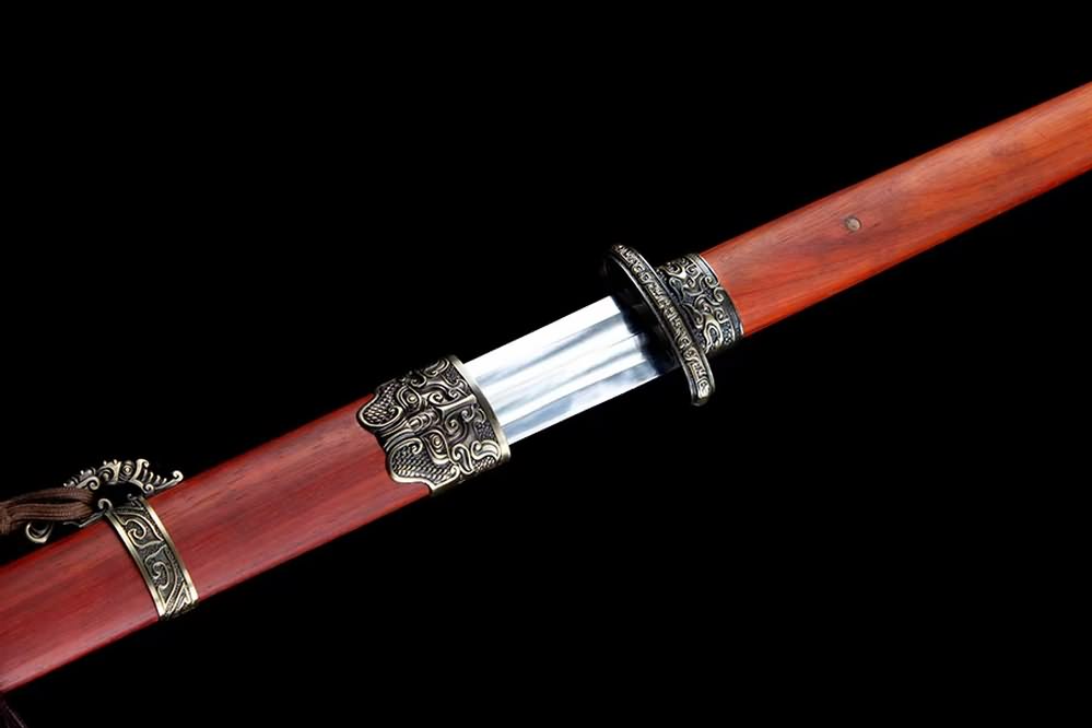 LOONGSWORD,Tang jian,Battle Ready,Forged High Manganese Steel Blades,Redwood Scabbard