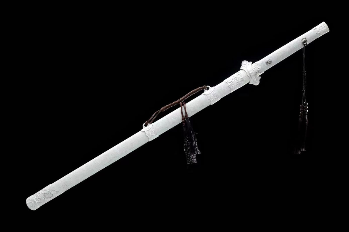 Tang jian Swords Real Damascus Steel Blade,Alloy Fittings,Silver Appearance,LOONGSWORD