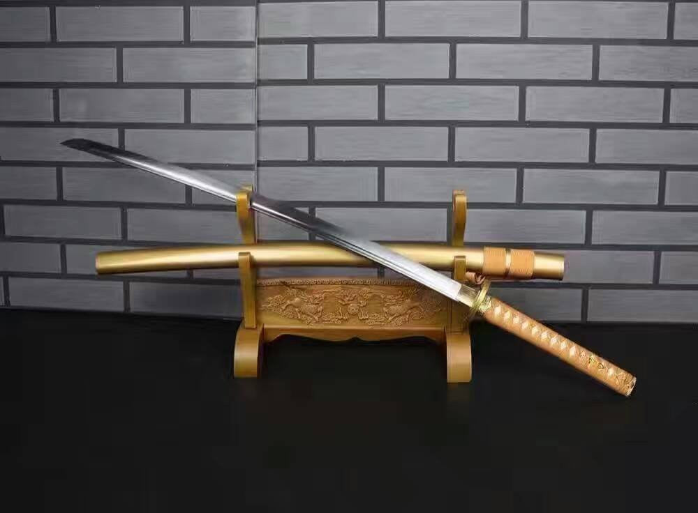 Samurai sword/Katana uchigatana/High carbon steel blade/Golden yellow scabbard/Full tang/Length 39" - Chinese sword shop