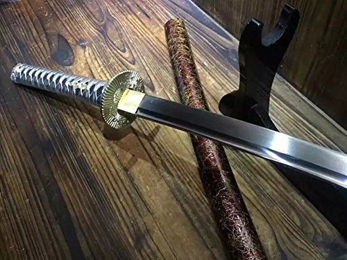 Katana/T10 high carbon steel blade/Wood scabbard/Brass fittings - Chinese sword shop